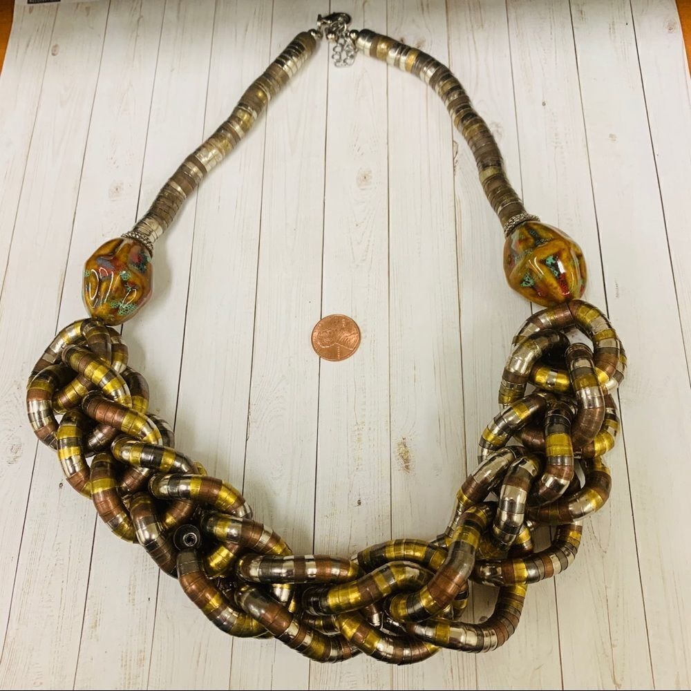 Snake link Braided Statement Necklace‎